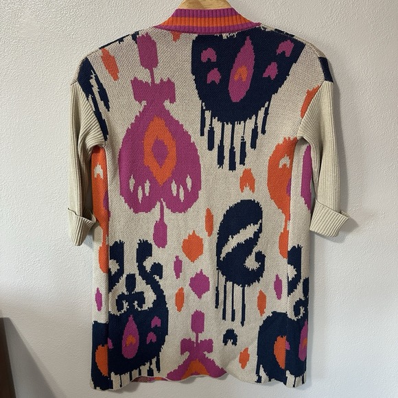 Vilagallo‎ Beige Pink Stella Cardigan Sweater Women's Small Abstract Art To Wear - Picture 3 of 5